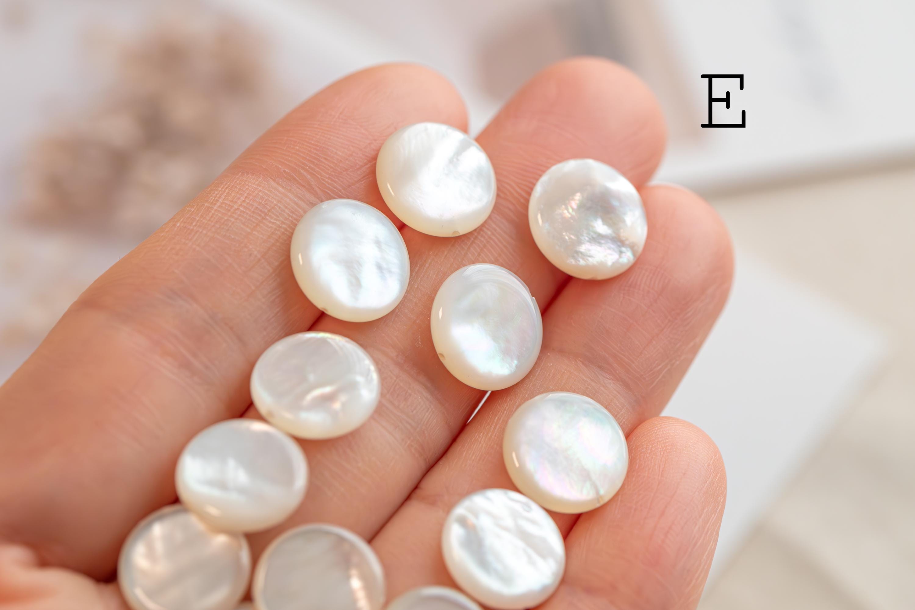 Moon Phase Mother of Pearl Beads, White MOP Shell Crescent Charms 12mm (BK-035)